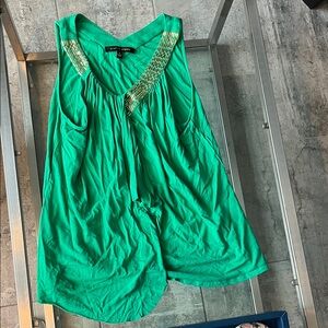 Cynthia Steffe Emerald Beaded V-Neck Tunic Top